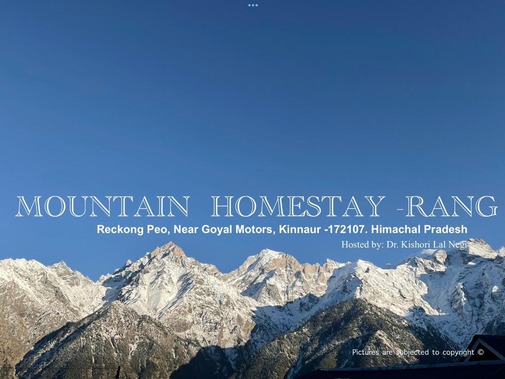 Mountain Home Stay -Rang, At Reckong Peo - Kalpa, Near Goyal Motors, Way To Petrol Pump At Itbp Quarters Zewnętrze zdjęcie